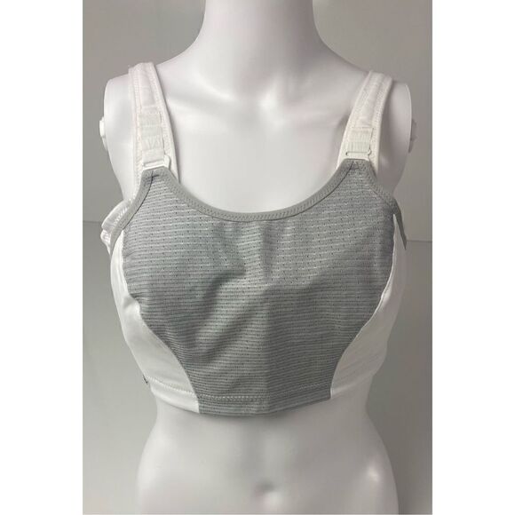 Glamorise Double Layer Sports Bra Womens Size 40C White Gray - Picture 2 of 8